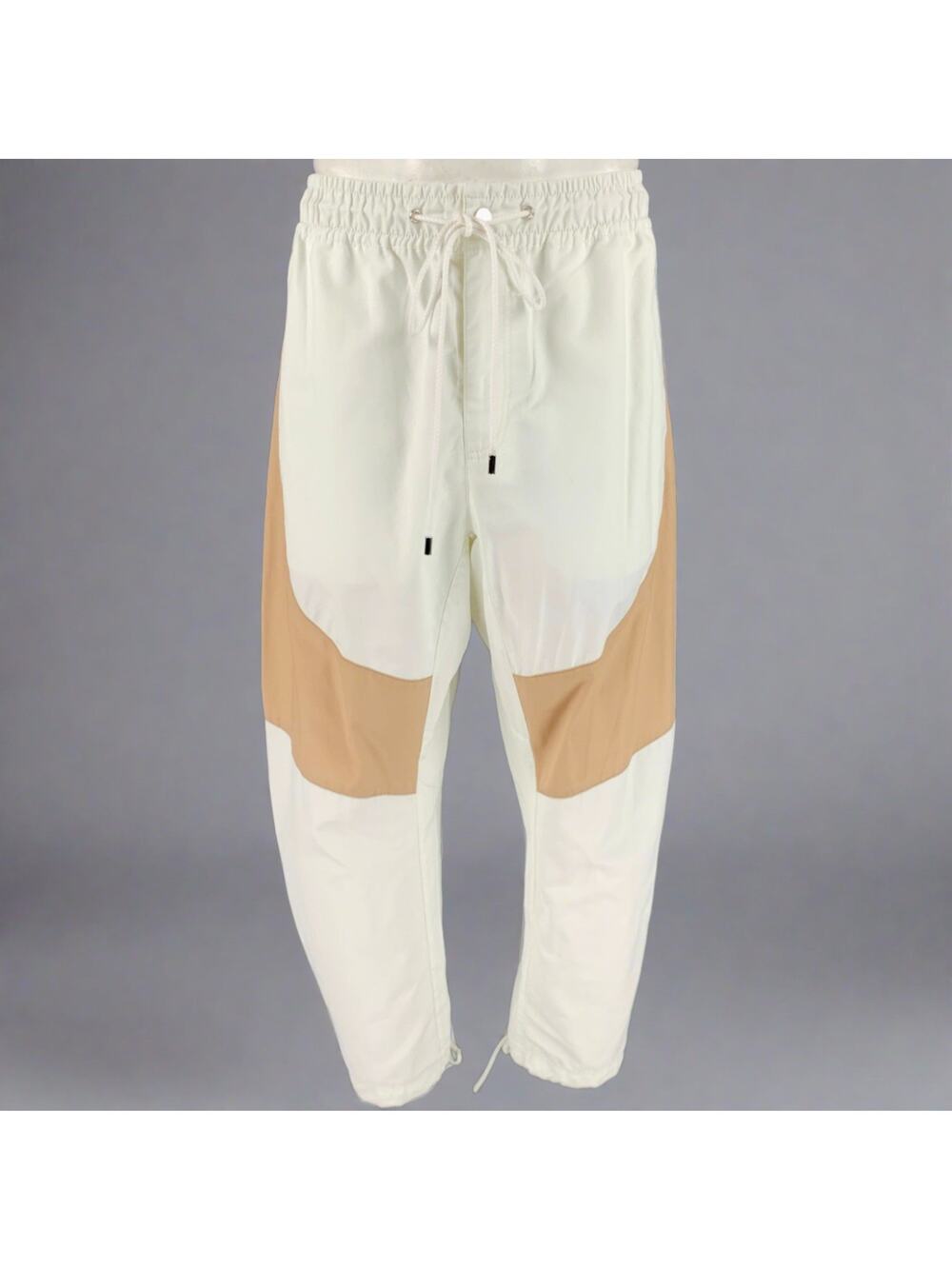 PRABAL GURUNG Size L White Beige Two Toned Cotton Blend Drop Crotch Casual Pants